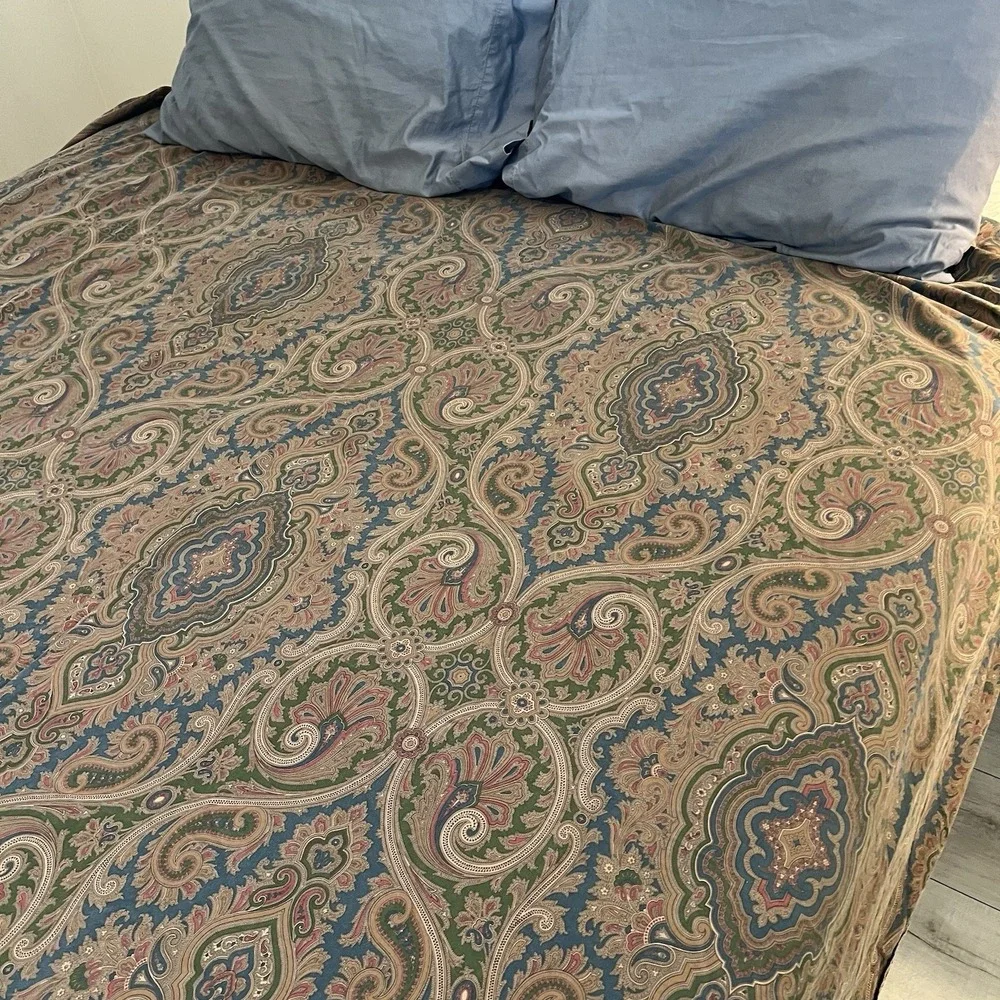 Ralph Lauren Elizabeth Brianna Paisley Full Flat Sheet Vintage USA Old Money